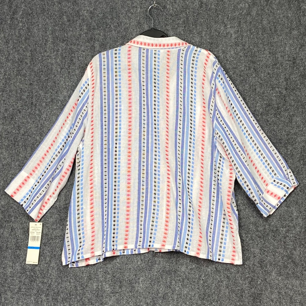 Alfred Dunner Amalfi Coast XL Button Down Shirt Striped 3/4 Sleeve Top - Picture 3 of 9